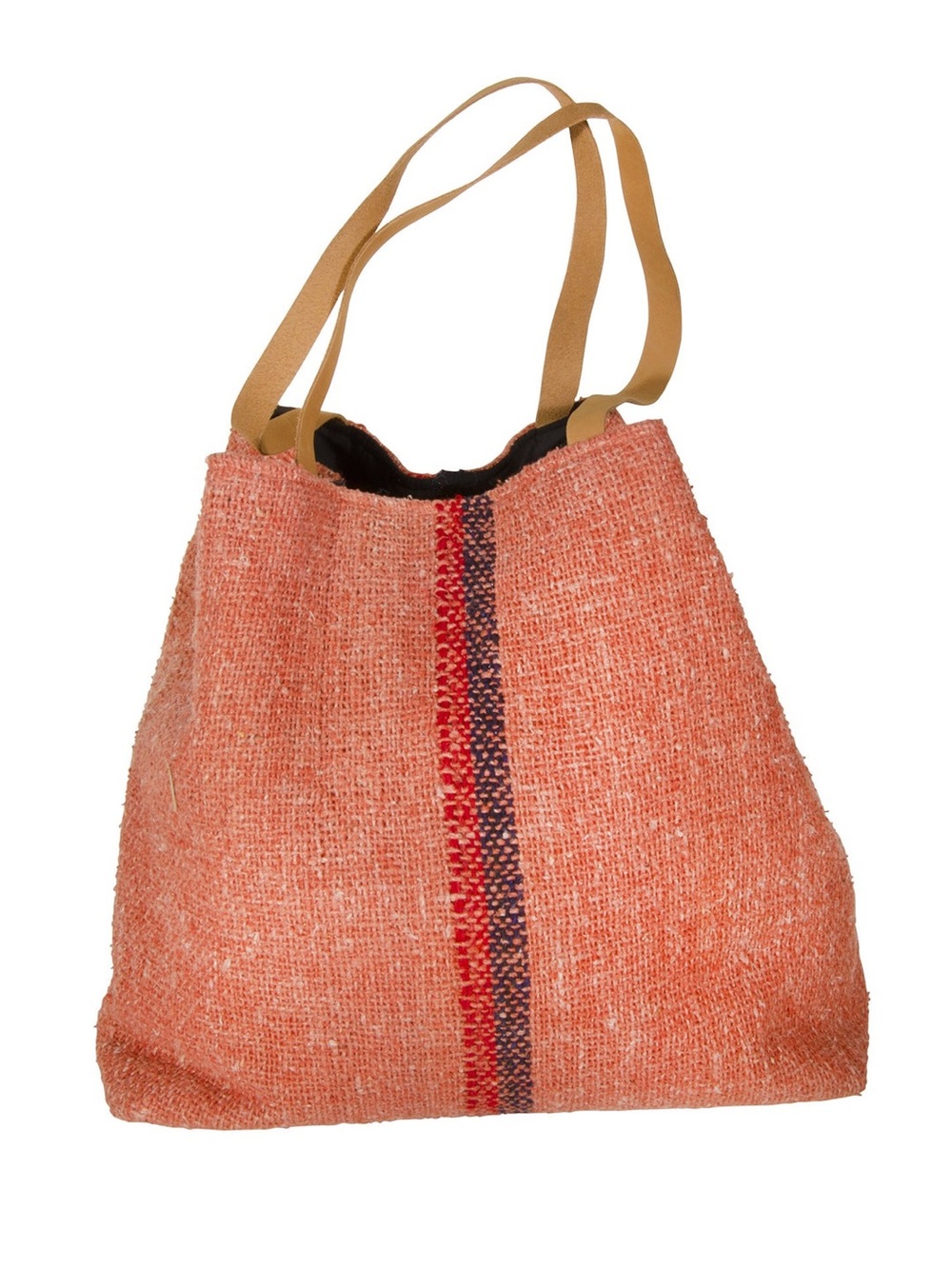 Earthbound Terracotta Recycled Cotton Khadi Shoulder Tote Bag Leather Straps NWT